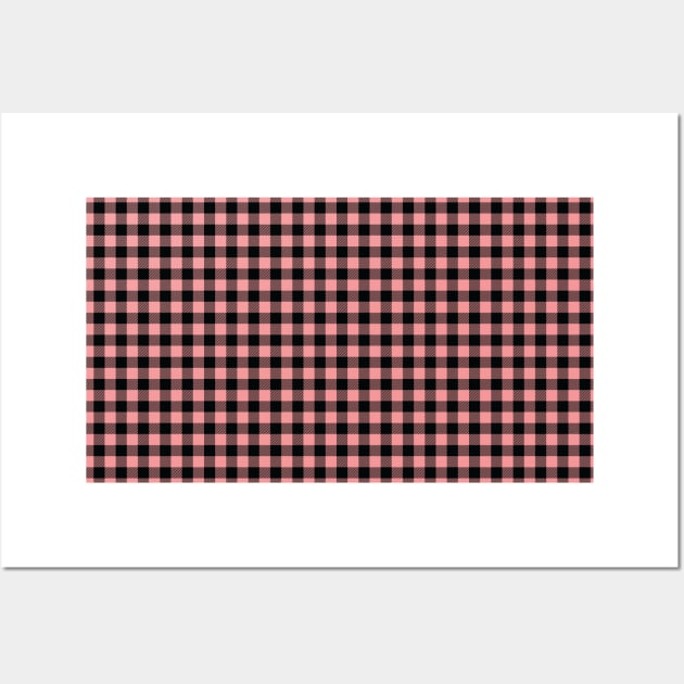 Gingham Check Pattern Stripes Black and Pink Wall Art by GDCdesigns